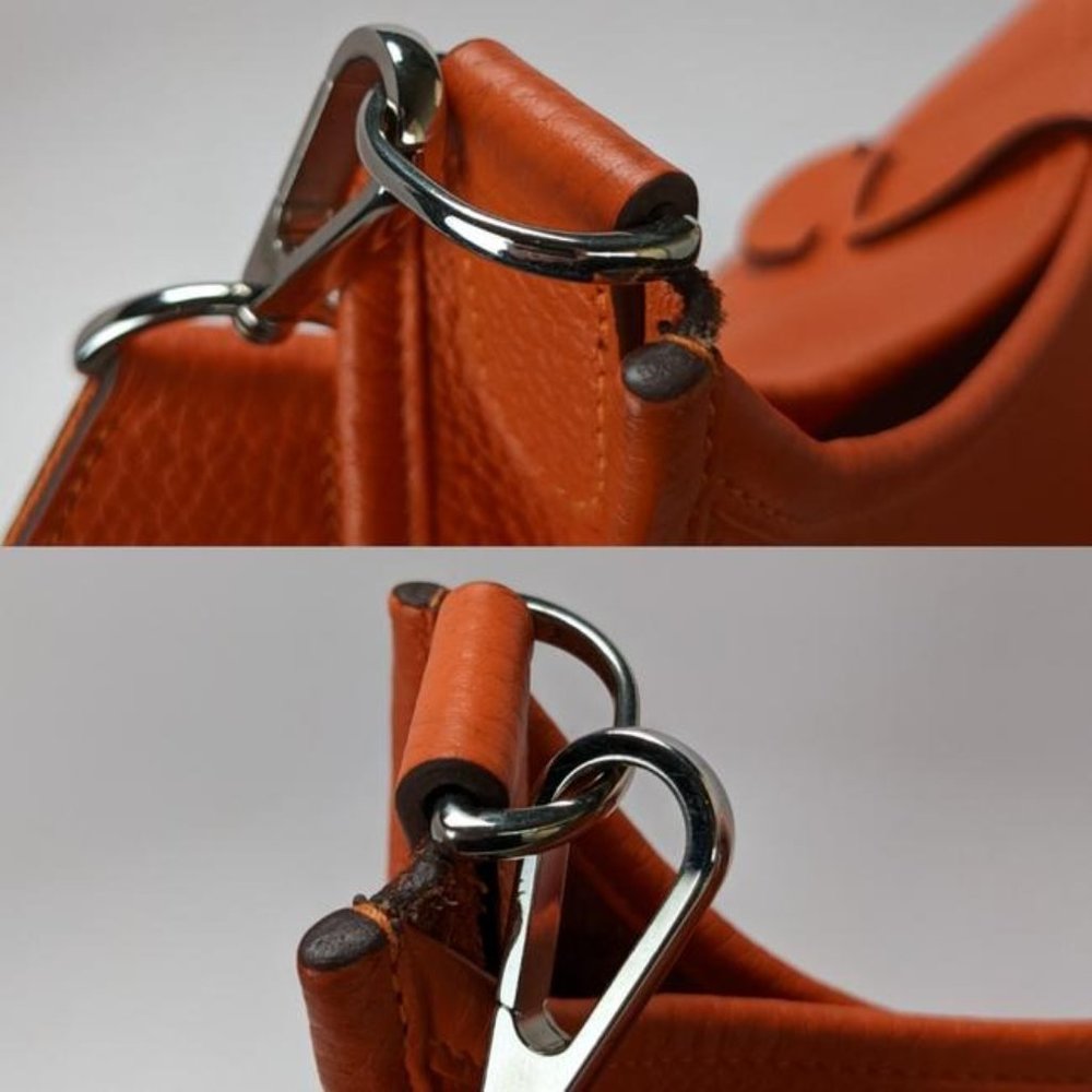 SOLD Hermes Evelyne Iii Pm Orange Clemence Leather Cross Body Bag - Picture 5 of 11